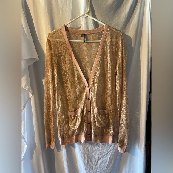 Maurices Tops - Maurices Blush Lace Cardigain